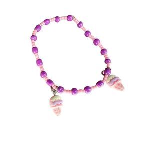 Handmade Ice Cream Cone Charm Beaded Stretch Bracelet